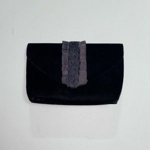 Vintage Carla Marchi Velvet Ruffle Clutch Purse Bag